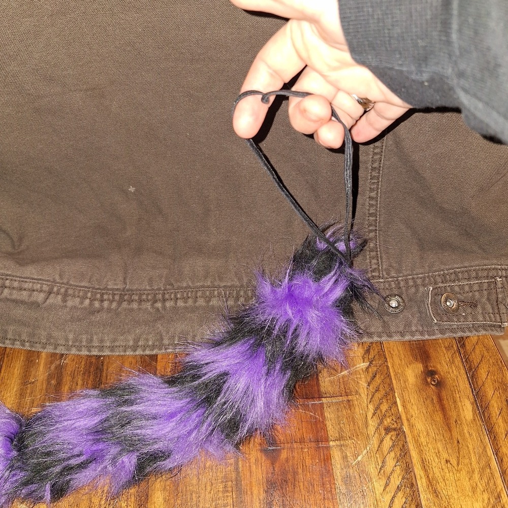 Purple Black Faux Fur Cosplay Tail Cat Fox Style Halloween Costume Accessory 1pc - Picture 7 of 7